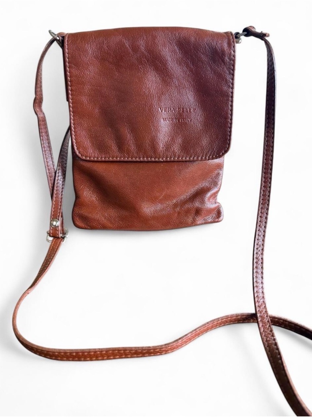 Vintage Boho Vera Pelle Genuine Brown Leather Bag – Made in Italy  🇮🇹